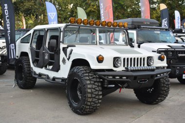 PASAY, PH - DEC 3 - Hummer h1 at bumper to bumper car show on December 3, 2022 in Pasay, Philippines. Bumper to bumper is a nationwide car show held in Philippines.