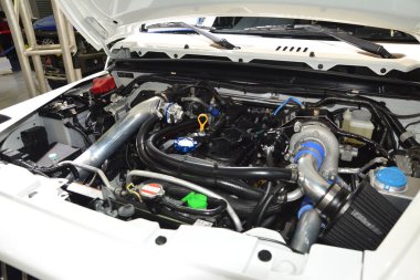 PASAY, PH - NOV 26 - Suzuki jimny engine at Manila Auto Salon on November 26, 2022 in Pasay, Philippines. Manila Auto Salon is a car event in Philippines.