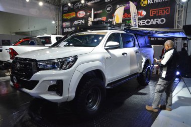PASAY, PH - NOV 26 - Toyota hilux pick up at Manila Auto Salon on November 26, 2022 in Pasay, Philippines. Manila Auto Salon is a car event in Philippines.