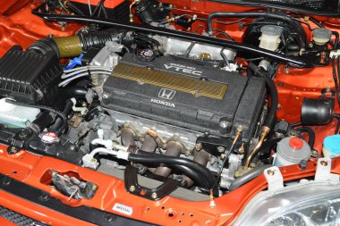 PASAY, PH - NOV 26 - Honda civic engine at Manila Auto Salon on November 26, 2022 in Pasay, Philippines. Manila Auto Salon is a car event in Philippines.