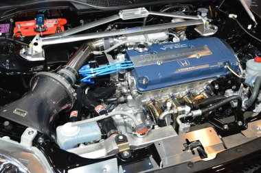 PASAY, PH - NOV 26 - Honda civic engine at Manila Auto Salon on November 26, 2022 in Pasay, Philippines. Manila Auto Salon is a car event in Philippines.