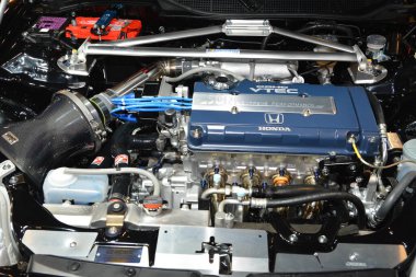 PASAY, PH - NOV 26 - Honda civic engine at Manila Auto Salon on November 26, 2022 in Pasay, Philippines. Manila Auto Salon is a car event in Philippines.