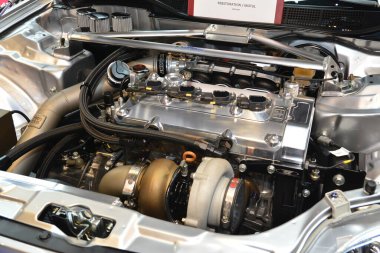 PASAY, PH - NOV 26 - Honda civic engine at Manila Auto Salon on November 26, 2022 in Pasay, Philippines. Manila Auto Salon is a car event in Philippines.