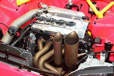 PASAY, PH - NOV 26 - Honda civic engine at Manila Auto Salon on November 26, 2022 in Pasay, Philippines. Manila Auto Salon is a car event in Philippines.