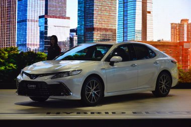 PASAY, PH - SEPT 17 - Toyota camry hev at Philippine International Motor Show on September 17, 2022 in Pasay, Philippines. P.I.M.S. is a car show event held in Philippines.