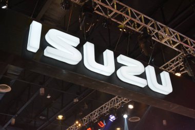 PASAY, PH - SEPT 17 - Isuzu booth display sign at Philippine International Motor Show on September 17, 2022 in Pasay, Philippines. P.I.M.S. is a car show event held in Philippines.