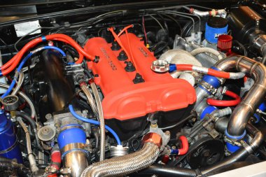 PARANAQUE, PH - SEPT 3 - Mazda miata mx5 engine at Mazda Day on September 3, 2022 in Pasay, Philippines. Mazda day is a car meet event held in Philippines.