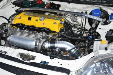 PARANAQUE, PH - JULY 30 - Honda civic engine at Honda Matsuri car meet on July 30, 2022 in Paranaque, Philippines. Honda matsuri is a car meet event held in Philippines.