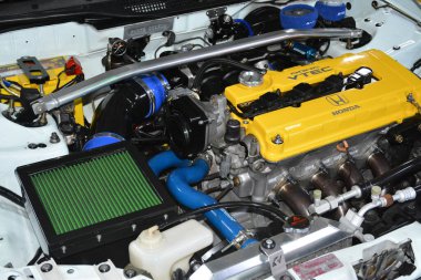 PARANAQUE, PH - JULY 30 - Honda civic engine at Honda Matsuri car meet on July 30, 2022 in Paranaque, Philippines. Honda matsuri is a car meet event held in Philippines.
