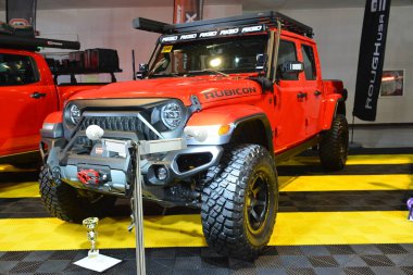 PASAY, PH - MAY 29 - Jeep gladiator at TransSport Show on May 29, 2022 in Pasay, Philippines. TransSport Show is a aftermarket car show held in Philippines.
