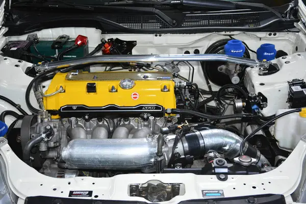 PARANAQUE, PH - JULY 30 - Honda civic engine at Honda Matsuri car meet on July 30, 2022 in Paranaque, Philippines. Honda matsuri is a car meet event held in Philippines.
