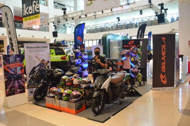 PARANAQUE, PH - JUNE 19 - Bilmoa motorcycle helmet display at National Automotive Summit on June 19, 2022 in Paranaque, Philippines. National Automotive Summit is a car show held in Philippines.