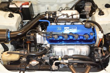 PARANAQUE, PH - JUNE 19 - Honda civic engine at National Automotive Summit on June 19, 2022 in Paranaque, Philippines. National Automotive Summit is a car show held in Philippines.