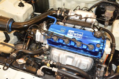 PARANAQUE, PH - JUNE 19 - Honda civic engine at National Automotive Summit on June 19, 2022 in Paranaque, Philippines. National Automotive Summit is a car show held in Philippines.