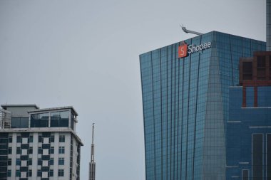 PASIG, PH - AUG 6 - Shopee building facade on August 6, 2022 in Pasig, Philippines. Pasig City is a large district with a mix of offices and upscale housing around the Ortigas Center area.