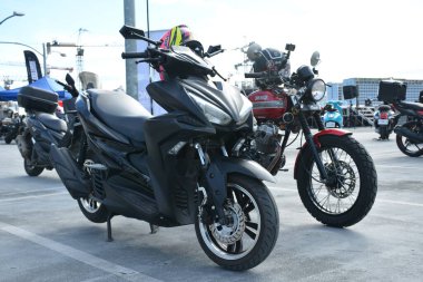 PARANAQUE, PH - FEB 11 - Yamaha motorcycle at overtake motor show in Paranaque, Philippines. Overtake is a motorcycle show held in Philippines