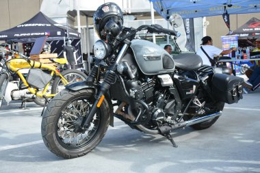 PARANAQUE, PH - FEB 11 - Bristol bobber 650 at overtake motor show in Paranaque, Philippines. Overtake is a motorcycle show held in Philippines