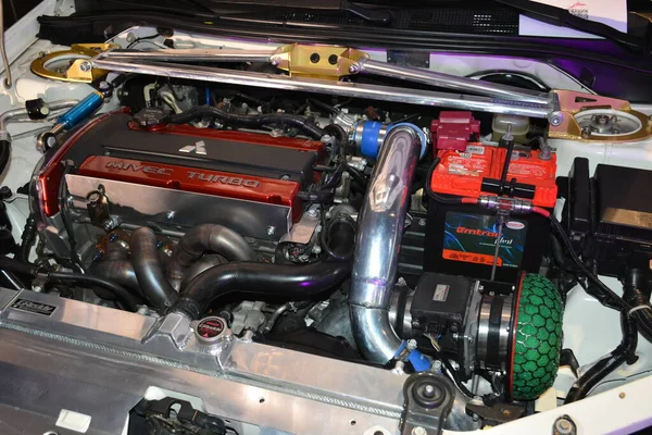 Пасай Mar Mitsubishi Lancer Evolution Engine Jdm Underground Car Show — стоковое фото