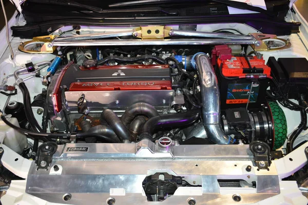 Pasay Mar Mitsubishi Lancer Evolution Engine Jdm Underground Car Show — Stock fotografie