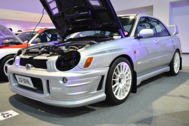 Pasay, PH - MAR 4 - Subaru impreza wrx at JDM Underground car show at 4 Mart 2023, Pasay, Filipinler. JDM Underground, Filipinler 'de düzenlenen bir otomobil fuarıdır..
