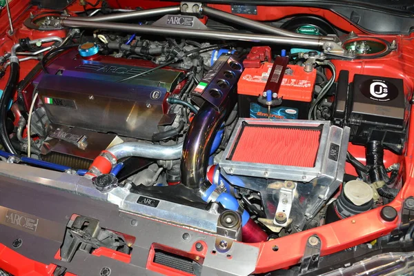 Pasay Mar Mitsubishi Lancer Evolution Engine于2023年3月4日在菲律宾帕萨伊举行的Jdm地铁站车展上展出 Jdm Underground是在菲律宾举办的车展 — 图库照片