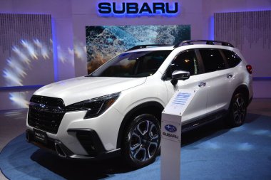 PASAY, PH - APR. 15 - Subaru evoltis Manila Uluslararası Otomobil Fuarı 'nda 15 Nisan 2023 tarihinde Pasay, Filipinler' de. Manila International Auto Show, Filipinler 'de düzenlenen yıllık otomobil fuarıdır..