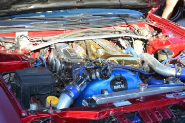 PASIG, PH - APR. 29 Nisan 2023 'te Nissan Festivali' nde Nissan motoru Pasig, Filipinler 'de. Nissan Festivali, Filipinler 'de düzenlenen bir otomobil etkinliği..