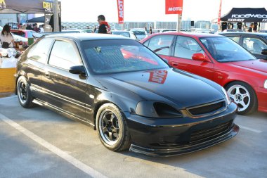 PARANAQUE, PH - 6 Mayıs - Honda Civic Honda Day 6 Mayıs 2023, Paranaque, Filipinler. Honda Günü, Filipinler 'de düzenlenen bir araba yarışması..