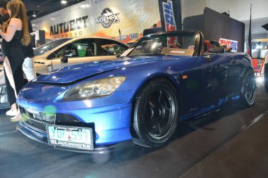 Pasay, PH - 21 Mayıs - Honda, 21 Mayıs 2023 tarihinde Pasay, Filipinler 'de Trans Sport Show' da. Trans Sport Show, Filipinler 'de düzenlenen yıllık bir pazarlama sonrası araba fuarıdır..