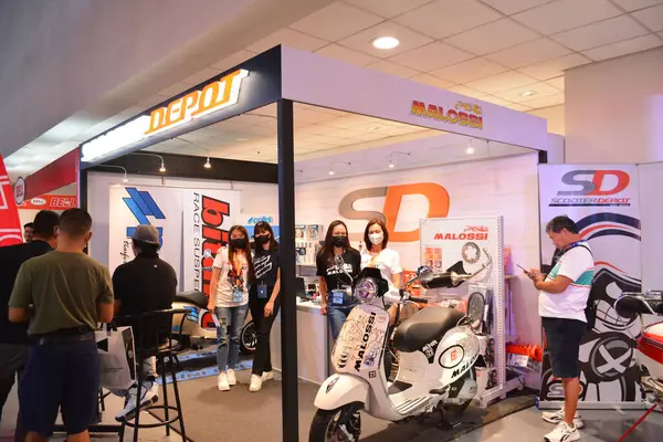 Stock image PASAY, PH - APR 16 - Malossi booth at makina moto show on April 16, 2023 in Pasay, Philippines. Makina moto is a motorcycle show event held in Philippines.