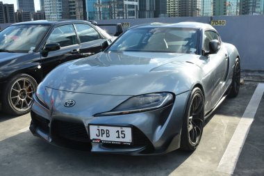 PASIG, PH - APR 30 - Toyota supra 30 Nisan 2023 tarihinde Pasig, Filipinler 'de zevkle inşa edildi. Filipinler 'de zevkle yapılmış bir araba tanışma grubu var..