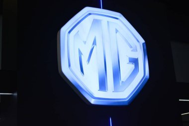 Pasay, PH-OCT 21 - MG kabini tabelası 21 Ekim 2023 tarihinde Pasay, Filipinler 'de Phil elektrikli araç zirvesinde. Phil elektrikli araç zirvesi, Filipinler 'de her yıl düzenlenen bir otomobil fuarıdır..