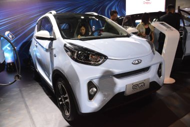 Pasay, PH-OCT 21-Chery Eq1, 21 Ekim 2023 tarihinde Pasay, Filipinler 'de yapılan elektrikli araç zirvesinde. Phil elektrikli araç zirvesi, Filipinler 'de her yıl düzenlenen bir otomobil fuarıdır..