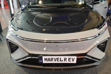 PAsay, PH-OCT 21 - Mg Marvel r ev 21 Ekim 2023 tarihinde Pasay, Filipinler 'de Phil elektrikli araç zirvesinde. Phil elektrikli araç zirvesi, Filipinler 'de her yıl düzenlenen bir otomobil fuarıdır..