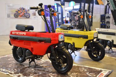 PAsay, PH - SEPT 16 - Honda Motocompo 16 Eylül 2023 tarihinde Pasay, Filipinler 'de sergilendi. Performans ve yaşam tarzı fuarı, Filipinler 'de düzenlenen yıllık ulaşım etkinliğidir..