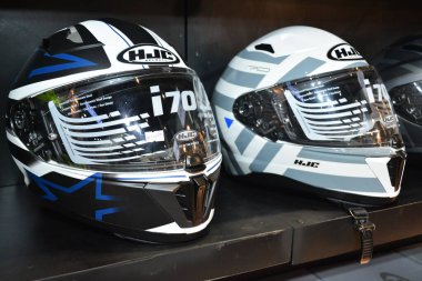 PAsay, PH - SEPT 16 - Hjc kask gösterisi 16 Eylül 2023 tarihinde Pasay, Filipinler 'de gerçekleşti. Performans ve yaşam tarzı fuarı, Filipinler 'de düzenlenen yıllık ulaşım etkinliğidir..