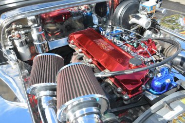 Pasay, PH-DEC 2 - Bumper 'daki Jeepney motoru 19 Aralık 2023 Pasay, Filipinler. Bumper to Bumper, Filipinler 'de düzenlenen bir otomobil fuarıdır..