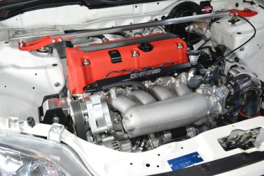 Pasay, PH-18 - 18 Kasım 2023 'te Filipinler, Pasay' da Manila Oto Salonu 'nda Honda sivil motoru. Manila Auto Salon, Filipinler 'de düzenlenen bir pazar sonrası araba etkinliğidir..