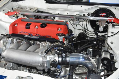 Pasay, PH-18 - 18 Kasım 2023 'te Filipinler, Pasay' da Manila Oto Salonu 'nda Honda sivil motoru. Manila Auto Salon, Filipinler 'de düzenlenen bir pazar sonrası araba etkinliğidir..