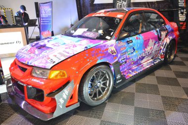 Pasay, PH-18 - Mitsubishi Lancer Evrimi 18 Kasım 2023 tarihinde Pasay, Filipinler 'de. Manila Auto Salon, Filipinler 'de düzenlenen bir pazar sonrası araba etkinliğidir..