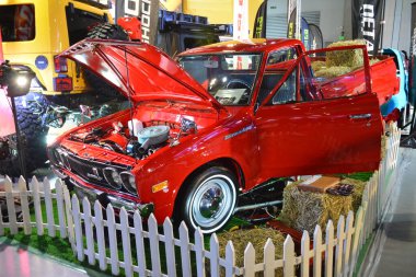 Pasay, PH-18 - Datsun 620 18 Kasım 2023 tarihinde Pasay, Filipinler 'de Manila Otomobil Salonu' nda. Manila Auto Salon, Filipinler 'de düzenlenen bir pazar sonrası araba etkinliğidir..