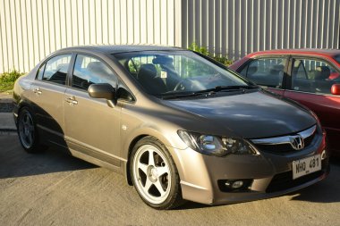 CAINTA, PH-30 Aralık 2023 tarihinde Cainta, Filipinler 'de VIP araba fuarında Honda civic. VIP, Filipinler 'de düzenlenen bir otomobil fuarıdır..