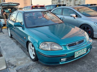QUEZON CITY, PH - JAN 24 - Honda civic at Shinnenkai car meet on January 24, 2024, Quezon City, Filipinler. Shinnenkai, Filipinler 'de düzenlenen bir otomobil yarışması..