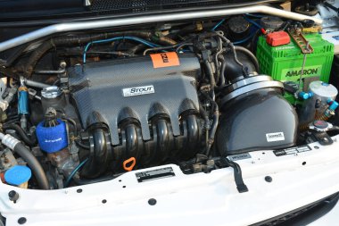 PARANAQUE, PH - 15 Haziran - Vtec gecesinde Honda fit motoru 15 Haziran 2024 'te Paranaque, Filipinler' de. Vtec gecesi Filipinler 'de düzenlenen bir araba buluşması..