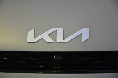 PARANAQUE, PH - JUNE 9 - Kia ev6 emblem at Kia Sonet launching on June 9, 2024 in Paranaque, Philippines. Kia is a car manufacturer based in South Korea.  clipart