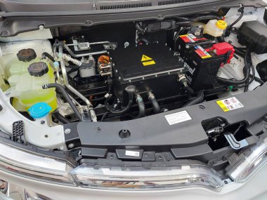 Pasay, PH - 1 Haziran - Vinfast vfe34 motoru 1 Haziran 2024 tarihinde Pasay, Filipinler 'de fırlatıldı. Vinfast, Vietnam merkezli bir elektrikli araç üreticisi..