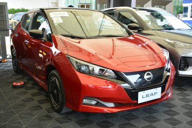 Pasay, PH - 11 Mayıs - Nissan yaprağı Autofest test sürüşünde 11 Mayıs 2024 tarihinde Pasay, Filipinler 'de. Autofest, Filipinler 'de her yıl düzenlenen bir test sürüşü otomobil etkinliğidir..