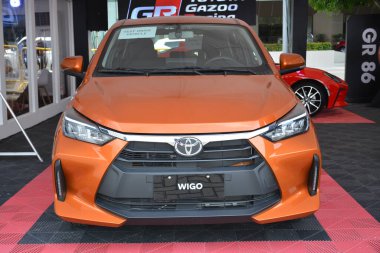 Pasay, PH - 11 Mayıs - Toyota wigo 11 Mayıs 2024 tarihinde Pasay, Filipinler 'de Autofest test sürüşünde. Autofest, Filipinler 'de her yıl düzenlenen bir test sürüşü otomobil etkinliğidir..