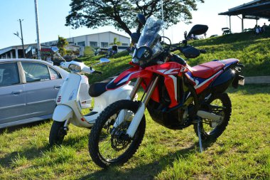 MARIKINA, PH - MAY 4 - Honda crf 150L at VIP car show on May 4, 2024 in Marikina, Philippines. VIP is a car and motorcycle show event held nationwide in Philippines. clipart