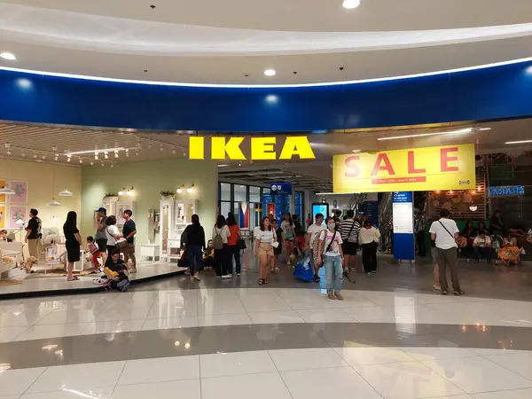 stock image PASAY, PH - JUNE 1 - Ikea store facade at SM Mall of Asia on June 1, 2024 in Pasay, Philippines. Ikea is a Swedish conglomerate that designs and sells ready to assemble furniture and other goods and home services.